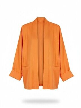 Vintage Linen & Cotton Orange Blazer Open Jacket